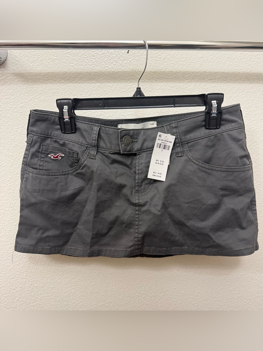 Hollister Charcoal Mini Skirt with Logo Pocket NWT 6